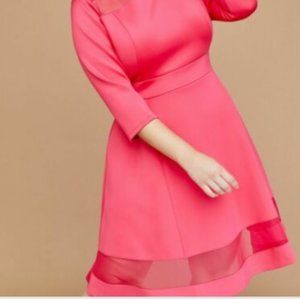 Lane Bryant Hot Pink 3/4 Sleeve with mesh accents dress